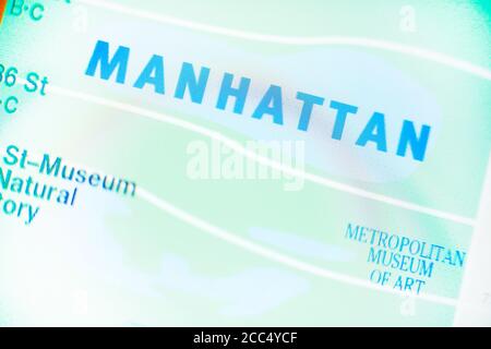 Zone de Manhattan sur la carte du métro de New York sur l'écran du smartphone. Banque D'Images