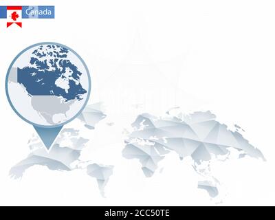 Résumé carte du monde arrondie avec carte détaillée du Canada. Illustration vectorielle. Illustration de Vecteur
