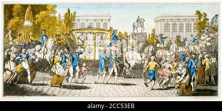 La Révolution française : Louis XVI étant amené à Paris, 6 octobre 1789, imprimé par John Wells, 1789 Banque D'Images