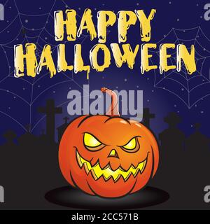 Citrouille Jack, une carte postale sur le thème d'Halloween. Affiche d'Halloween heureuse. Illustration à vecteur de couleur Illustration de Vecteur