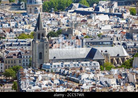 Vue aérienne de l'abbaye de Saint-Germain-des-Prés à Paris, France Banque D'Images