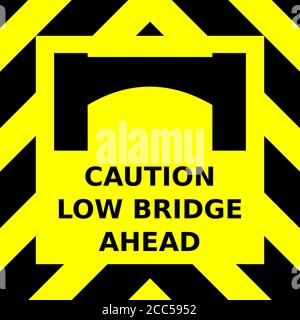 Graphique vectoriel noir et jaune indiquant une attention particulière pour le pont bas devant. Illustration de Vecteur