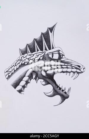 Profil de tête de dragon Banque D'Images