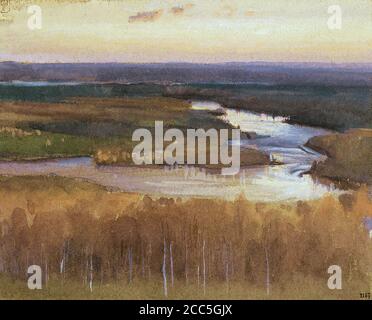 Jarnefelt Eero - Paysage d'automne avec une rivière - Finnois École - 19e siècle Banque D'Images