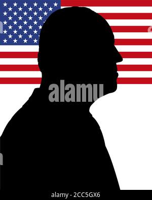 Illustration de la silhouette de Joe Biden avec indicateur US, image vectorielle Illustration de Vecteur