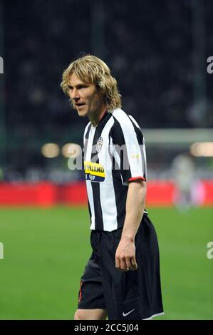 Milan Italie, 22 mars 2008, Stade 'G.MEAZZA SAN SIRO', Championnat de football sérieux A 2007/2008, FC Inter - FC Juventus : Pavel Nedved avant le match Banque D'Images