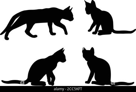 jeu de silhouettes pour chats - illustrations vectorielles Illustration de Vecteur