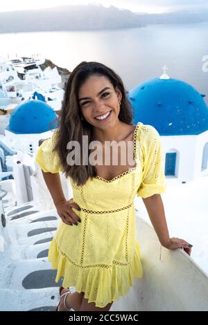 Couple à Santorin Banque D'Images