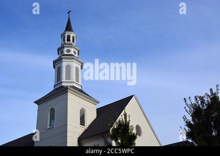 Un clocher d'église à Raleigh en Caroline du Nord. Banque D'Images