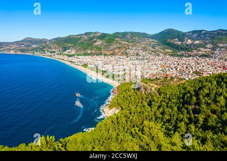 Alanya vue panoramique aérienne, province d'Antalya sur la côte sud de la Turquie Banque D'Images
