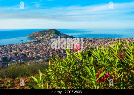 Alanya vue panoramique aérienne, province d'Antalya sur la côte sud de la Turquie Banque D'Images