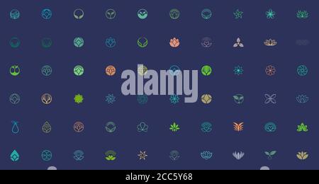 60 modèles abstraits de design de logo floral, vecteur de logo adapté aux entreprises de beauté Illustration de Vecteur