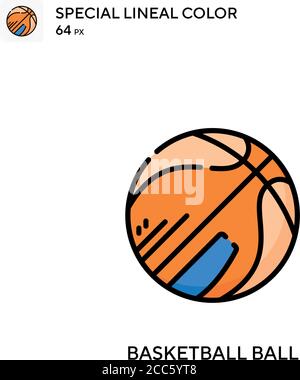 Ballon de basket-ball soecial lineal couleur vector icône. Modèle de conception de symbole d'illustration pour élément d'interface utilisateur Web mobile. Illustration de Vecteur