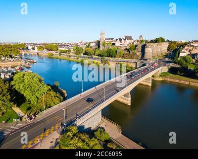 Antenne Angers vue panoramique. Angers est une ville dans la vallée de la Loire, l'ouest de la France. Banque D'Images