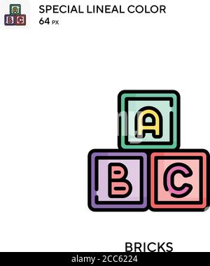 Bricks soecial lineal couleur vector icône. Modèle de conception de symbole d'illustration pour élément d'interface utilisateur Web mobile. Illustration de Vecteur