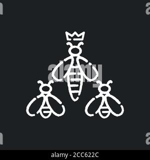 Icône blanche de la craie d'abeille reine sur fond noir Illustration de Vecteur