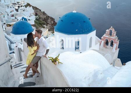 Couple à Santorin Banque D'Images
