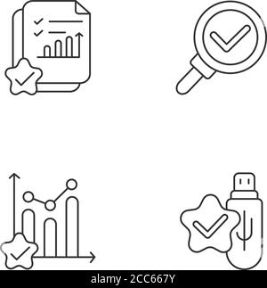 Recherche de données chemarks icônes linéaires ensemble Illustration de Vecteur