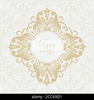 Motif arabe carré. Décoration baroque Rhombus. Cadre vintage. Carte de vœux. Invitation de mariage. Style rétro. Modèle de logo vectoriel, étiquettes et badge Illustration de Vecteur