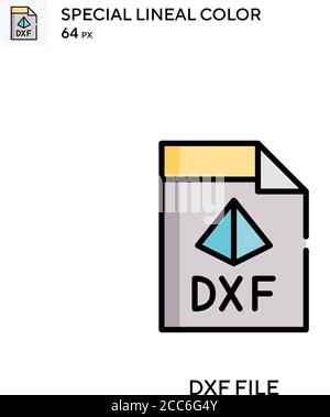 Icône de vecteur de couleur linéaire de fichier DXF. Modèle de conception de symbole d'illustration pour élément d'interface utilisateur Web mobile. Illustration de Vecteur