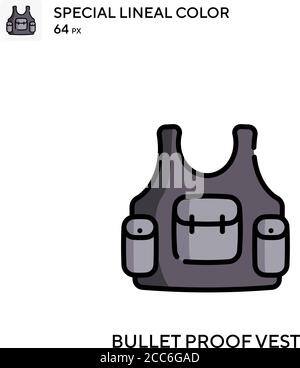 Gilet résistant aux balles soecial lineal couleur vector icône. Modèle de conception de symbole d'illustration pour élément d'interface utilisateur Web mobile. Illustration de Vecteur