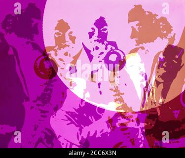 IMAGE DES ANNÉES 1970 POSTÉRISÉE DE TROMPETTES SUPERPOSÉES ET DE SAXOPHONES A GROUPE DE JAZZ AUX COULEURS PASTEL VERT VIOLET - KM3725 PHT001 HARS HAPPENESS IMAGE JAZZ SILHOUETTED AFRO-AMÉRICAINS AFRO-AMÉRICAIN ET L'ETHNIE NOIRE PROFESSIONS SAXOPHONE INSTRUMENT DE MUSIQUE CONCEPTUEL IMAGINATION ANONYME COULEURS CRÉATIVITÉ PASTEL TOGETHERNESS DE L'ORIGINE ETHNIQUE CAUCASIENNE EFFET GRAPHIQUE ANCIEN MODÉ POSTERISÉ SUPERPOSÉE AFRICAINE AMÉRICAINS Banque D'Images