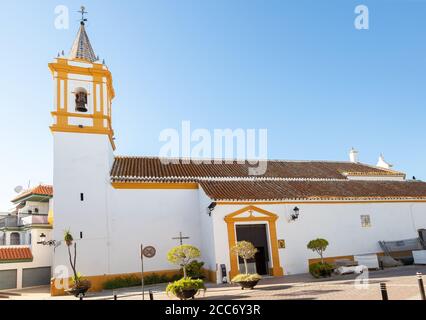 Église San Vicente Martir dans la ville de Lucena del Puerto, Huelva, Andalousie, Espagne. Banque D'Images