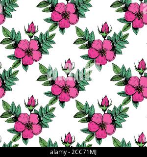 Motif sans couture avec fleurs de rose classique. Illustration de Vecteur