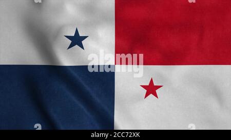 Drapeau de Panama agitant dans le vent avec une texture de haute qualité. rendu 3d Banque D'Images