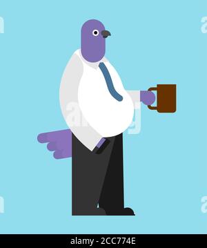 Homme d'affaires Dove. Patron pigeon. Oiseau en costume. Commis de bureau de volaille Illustration de Vecteur