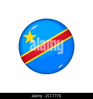 Drapeau rond de la RD Congo. Illustration vectorielle. Bouton, icône, badge brillant Illustration de Vecteur