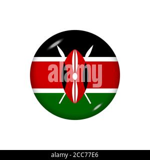 Drapeau rond du Kenya. Illustration vectorielle. Bouton, icône, badge brillant Illustration de Vecteur