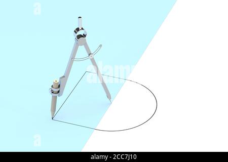 Permet de compacter le cercle et le carré de dessin, concept inhabituel, rendu 3d. Dessin numérique informatique. Banque D'Images