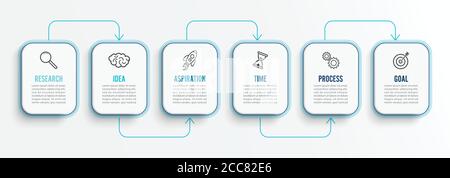 Modèle d'infographie vectoriel avec icônes et 6 options ou étapes. Infographies pour le concept d'entreprise. Peut être utilisé pour les bannières de présentation, le flux de travail. Illustration de Vecteur