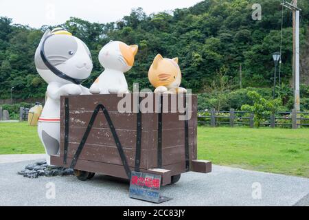 New Taipei City, Taiwan - Houtong Cat Village. Un célèbre site touristique à Ruifang, New Taipei City, Taïwan. Banque D'Images