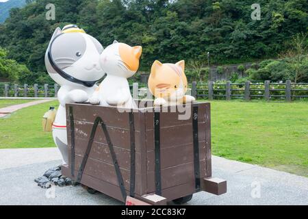 New Taipei City, Taiwan - Houtong Cat Village. Un célèbre site touristique à Ruifang, New Taipei City, Taïwan. Banque D'Images