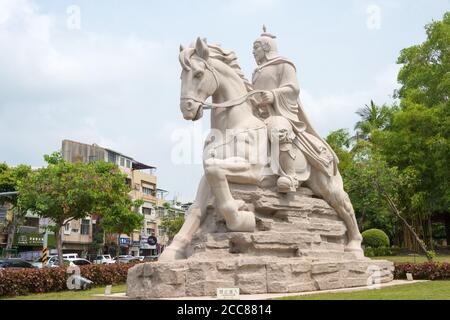 Tainan, Taïwan - statue de Zheng Chenggong au sanctuaire de Koxinga à Tainan, Taïwan. Banque D'Images