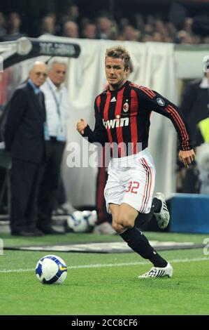 Milan Italie, 10 mai 2009, Stade 'G.MEAZZA SAN SIRO', Championnat de football sérieux A 2008/2009, AC Milan - FC Juventus :David Beckham en action pendant le match Banque D'Images