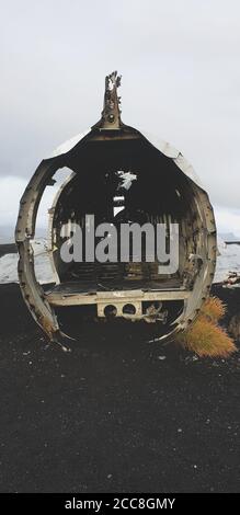 Plan vertical de l'intérieur d'un ancien avion abandonné Banque D'Images