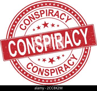 CONSPIRATION ROUGE. Emblème de logo en caoutchouc rond grundy Illustration de Vecteur