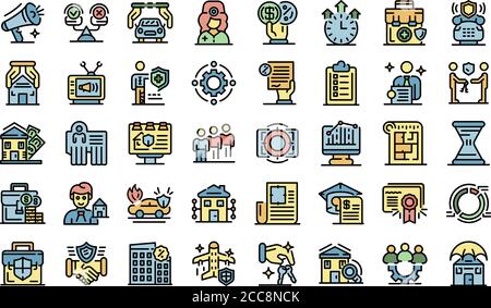 Les icônes des agents publicitaires définissent le vecteur à plat Illustration de Vecteur