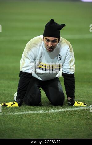 Milan, 28 janvier 2010, Stade 'G.MEAZZA SAN SIRO', Championnat de football de l'Italie coupe 2009/2010, FC Inter - FC Juventus: Gianluigi Buffon avant le match Banque D'Images