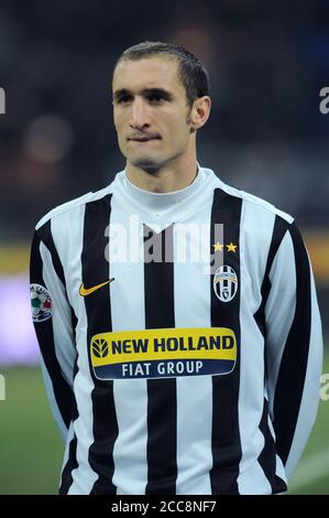 Milan, 28 janvier 2010, Stade 'G.MEAZZA SAN SIRO', Championnat de football de l'Italie coupe 2009/2010, FC Inter - FC Juventus: Giorgio Chiellini avant le match Banque D'Images