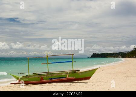 Vue sur White Beach. Île Boracay. Visayas de l'Ouest. Philippines Banque D'Images