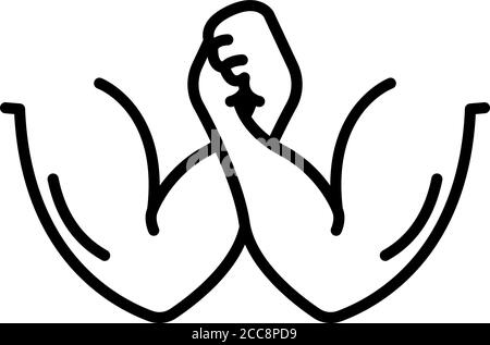Icône de lutte à deux bras, style de contour Illustration de Vecteur