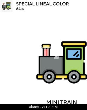 Mini train icône spéciale de vecteur de couleur de ligne. Modèle de conception de symbole d'illustration pour élément d'interface utilisateur Web mobile. Illustration de Vecteur