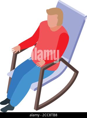 Homme retraite chaise à bascule icône, style isométrique Illustration de Vecteur