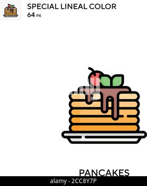 Pancakes icône spéciale de vecteur de couleur de lineal. Modèle de conception de symbole d'illustration pour élément d'interface utilisateur Web mobile. Illustration de Vecteur