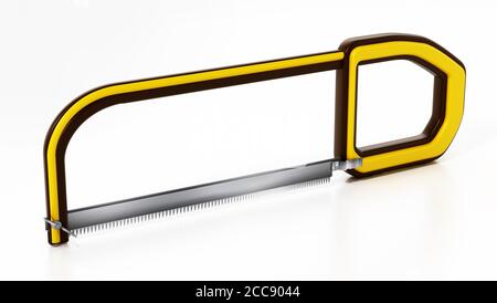 Scie de coupe isolée sur fond blanc. Illustration 3D. Banque D'Images