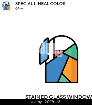 Fenêtre en vitrail icône spéciale de vecteur de couleur de lineal. Modèle de conception de symbole d'illustration pour élément d'interface utilisateur Web mobile. Illustration de Vecteur